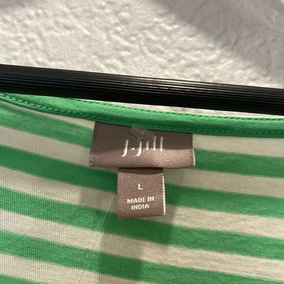 J. Jill Blue, White, & Green Striped Scoop Neck Long Sleeve Shirt Size Large - Picture 3 of 6